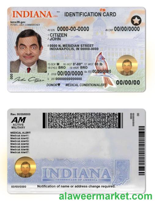 USA Indiana state ID